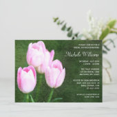 Invitation Fête de l'mariée Tulipes roses Vintages (Debout devant)