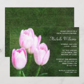 Invitation Fête de l'mariée Tulipes roses Vintages (Devant / Derrière)