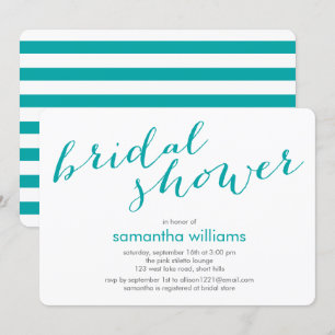 Invitation Fête de l'mariée Turquoise Stripes