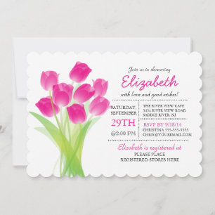 Invitation Fête de l'mariée typographique moderne Pink Tulip