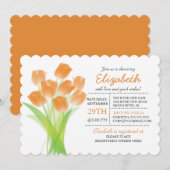 Invitation Fête de l'mariée typographique Orange Tulip (Devant / Derrière)