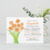 Invitation Fête de l'mariée typographique Orange Tulip (Debout devant)