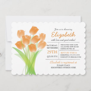 Invitation Fête de l'mariée typographique Orange Tulip