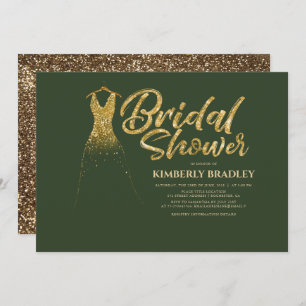Invitation Fête de l'mariée verte Mariage Gold Parties scinti