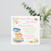 Invitation Fête de l'mariée Victorienne Stoppée Tea Cups Tea  (Debout devant)
