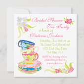 Invitation Fête de l'mariée Victorienne Stoppée Tea Cups Tea  (Devant)