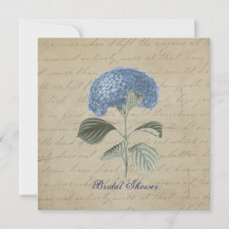 Invitation Fête de l'mariée Vintage Blue Hydrangea