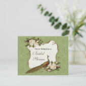 Invitation Fête de l'mariée - Vintage Peacock & Magnolia Swir (Debout devant)