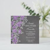 Invitation Fête de l'mariée violette moderne en tableau noir (Debout devant)