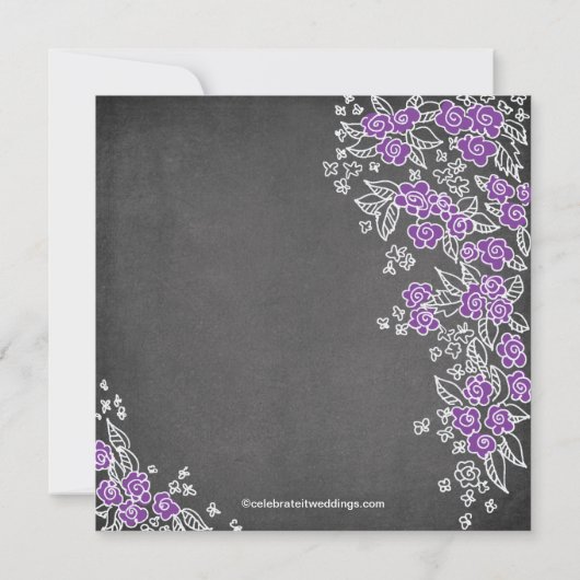 Invitation Fête de l'mariée violette moderne en tableau noir (Dos)