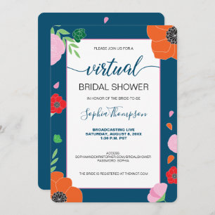 Invitation FÊTE DE L'MARIÉE VIRTUELLE bleu foncé