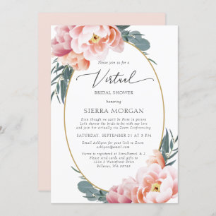 Invitation Fête de l'mariée virtuelle Blush Pink Floral Gold