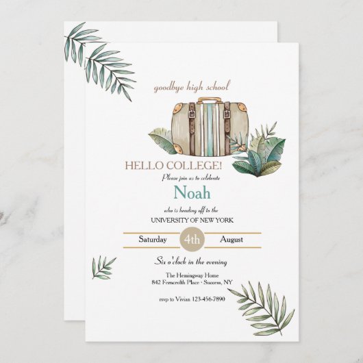 Invitation Fête de l'obtention du diplôme (Devant / Derrière)