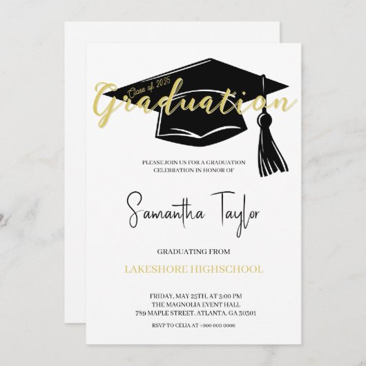 Invitation Fête de l'obtention du diplôme (Devant / Derrière)