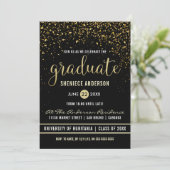 Invitation Fête de l'obtention du diplôme | Confetti en or ch (Debout devant)