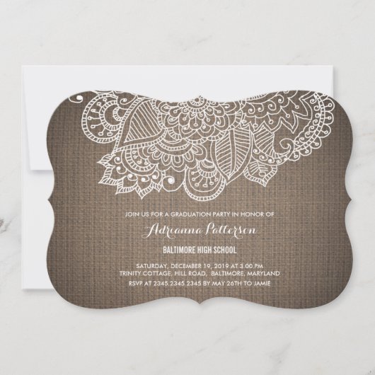 Invitation Fête de l'obtention du diplôme | Rustique Burlap P (Devant)