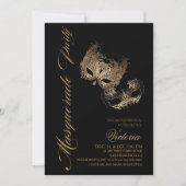 Invitation Fête de l'or moderne et de la mascarade noire (Devant)