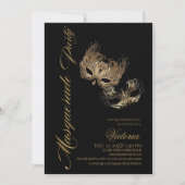 Invitation Fête de l'or moderne et de la mascarade noire (Devant)