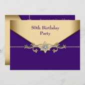 Invitation Fête de l'or violet des femmes 50e anniversaire (Devant / Derrière)