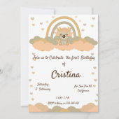 Invitation Fête de l'ours en koala arc-en-ciel de nuage magiq (Devant)