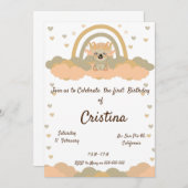 Invitation Fête de l'ours en koala arc-en-ciel de nuage magiq (Devant / Derrière)