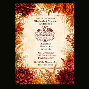 Invitation Fête de luxe d'automne pour le 30e anniversaire