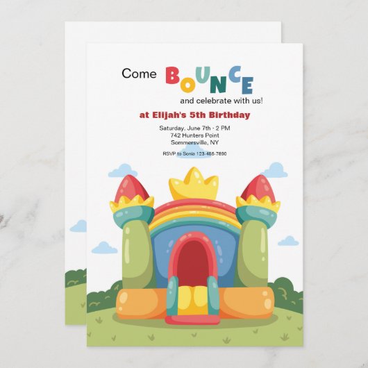 Invitation Fête de Maison Gonflable (Devant / Derrière)