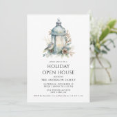 Invitation Fête de maison ouverte de vacances bleue minimalis (Debout devant)