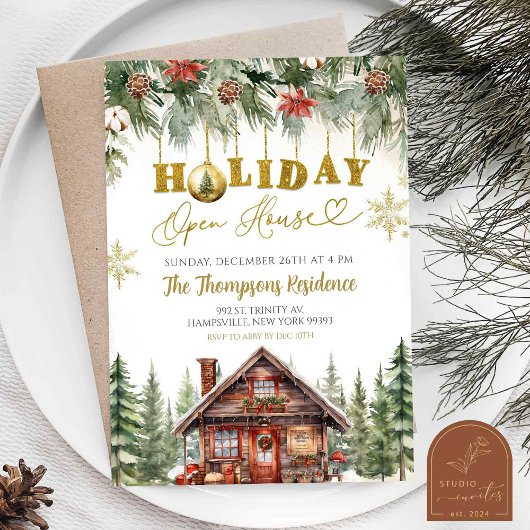 Invitation Fête de maison ouverte pour les vacances de Noël e