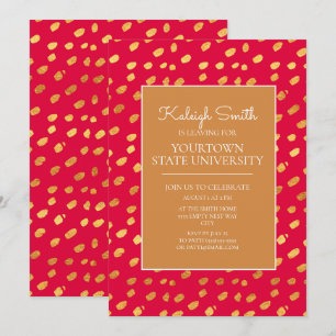 Invitation Fête de malle universitaire Moderne Or et Rouge