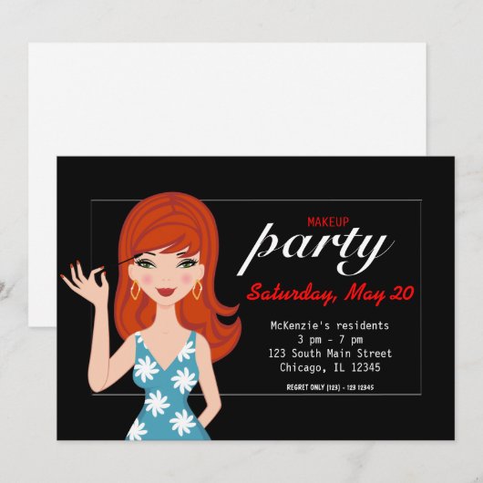 Invitation Fête de maquillage (Devant / Derrière)