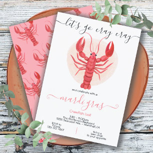 Invitation Fête de Mardi Gras Crabe Fou Fête Ébullition d'écr