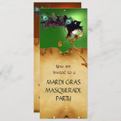 Invitation FÊTE DE MARDI GRAS EN MASQUE, Vert jaune (Devant / Derrière)