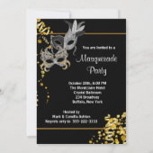 Invitation Fête de Mardi Gras Mascarade Or Argent (Dos)