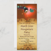 Invitation FÊTE DE MARDI GRAS MASQUÉE, Jaune Orange (Dos)