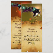 Invitation FÊTE DE MARDI GRAS MASQUÉE, Jaune Orange (Devant / Derrière)