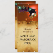 Invitation FÊTE DE MARDI GRAS MASQUÉE, Jaune Orange (Devant / Derrière)