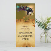 Invitation FÊTE DE MARDI GRAS MASQUERADE, Jaune Orange (Debout devant)