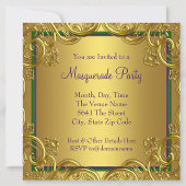 Invitation Fête de Mardi Gras Masquerade Violet Vert Or
