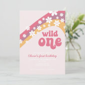 Invitation Fête de marguerite rétro Wild One boho fleurie pre (Debout devant)