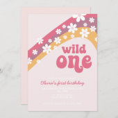 Invitation Fête de marguerite rétro Wild One boho fleurie pre (Devant / Derrière)