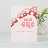 Invitation Fête de marguerite rétro Wild One boho fleurie pre (Debout devant)