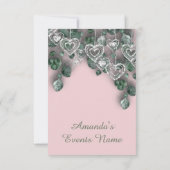 Invitation Fête de mariage 16 ans BRIDAL cœurs Argent (Dos)