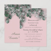 Invitation Fête de mariage 16 ans BRIDAL cœurs Argent (Devant / Derrière)