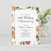 Invitation Fête de mariage 25 ans avec fleurs modernes (Debout devant)