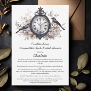 Invitation Fête de Mariage à l'Aquarelle Autour de l'Horloge