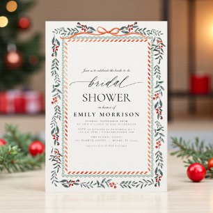 Invitation Fête de mariage à l'aquarelle avec ruban rouge et