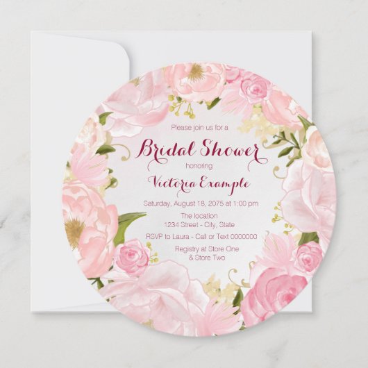 Invitation Fête de mariage à l'aquarelle Rose (Devant)
