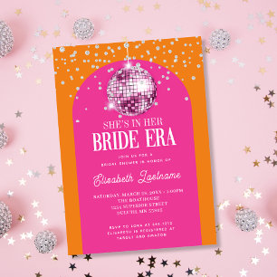 Invitation Fête de mariage à l'ère de la mariée disco orange