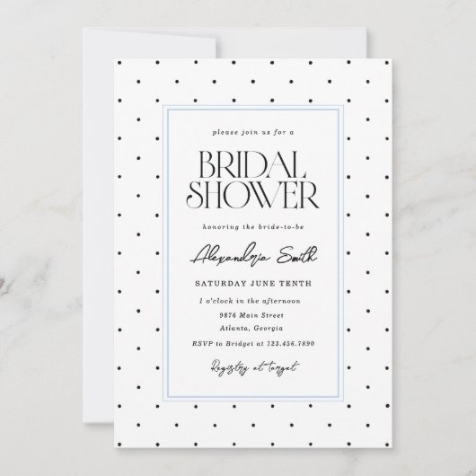 Invitation Fête de mariage à pois (Devant)